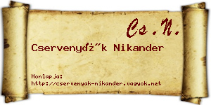 Cservenyák Nikander névjegykártya